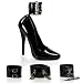 6 Inch Sexy Black Evening Shoe Classic Pump With Interchangeable Ankle Cuffs Black Patent