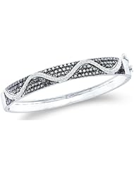 Black and White Round Diamond Channel Set Bangle Bracelet 14k White Gold (2.52 cttw)