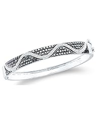 Black and White Round Diamond Channel Set Bangle Bracelet 14k Yellow OR White Gold (2.52 cttw)