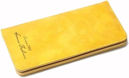 Bagstylee Women Fashion Multifunctional Ultrathin Frosted PU Leather Long Purse Billfold Wallet Yellow