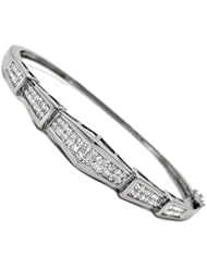 Womens Ladies 2.10ct Princess Cut Diamond Bangle Bracelet 14k White Gold