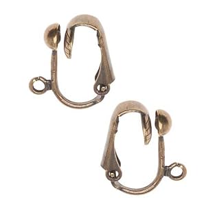 Antiqued-Brass-Clip-On-Ball-Earrings-Findings-2-Pair-