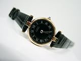 Vintage/Antique watch: Pre-owned Women’s Cartier Watch Vermeil Black Dial with Silver Roman Numerals Swiss Quartz 1990′s