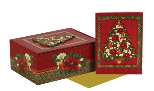 C.R. Gibson Holiday Card, Poinsettia Tree, Box of 15 On Sale