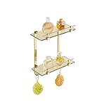 Rozin 二段階 ガラス 化粧品収納ラック バスルーム棚 メッキ お風呂 用品 ホルダー タオル掛け