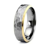 Titanium Hammered Ring with Gold Plated Edges 7mm (Sizes 8-13)