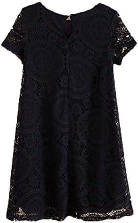 Miaokalin Womens Plus Size Lace Hollow Out Round Neck Short Sleeve Loose Dress (4XL, Black)