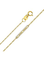 Thin 14K Yellow Gold 0.9mm Figaro Chain Necklace 16"