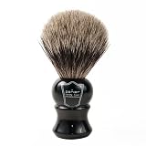 100% Pure Badger Bristle Shaving Brush from Parker Safety Razor - Ebony Handle and Free Brush Stand