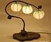 Mulberry Rice Paper Ball Handmade Three Fruit Design Art Shade Green Round Globe Lantern Brown Asian Oriental Decorative Bedside Accent Unusual Home Decor Bedroom Table Desk Lamp