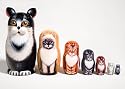 Black & White Cat Russian Nesting Doll 7pc./7"