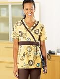 41GdVxOqT3L. SL160  Tafford Golden Sunrise Faux Wrap Scrub Top