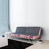 SONDERANGEBOT (nur für kurze Zeit!): Schlafsofa Schlafcouch, Stoff dunkelgrau, Union Jack/USA, Lehne teilbar, 193cm