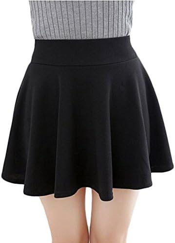 Forvery Women Basic Solid Stretchy Flared Casual High Waist Mini Skater Skirt Black