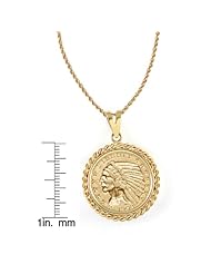 $5 Indian Head Gold Piece Half Eagle Coin in 14k Gold Rope Bezel (24" - 14k Gold Rope Chain)