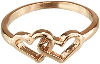 FM42 Simple & Elegant Double Heart Design Ring R165 Size 5