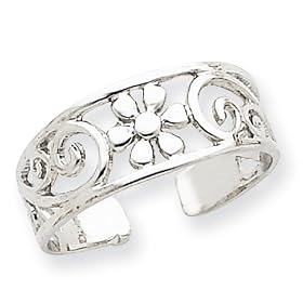 14k White Gold Floral Toe Ring by 