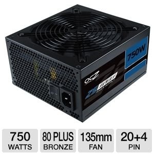 OCZ ZS Series 750W 80PLUS Bronze High Performance Power Supply compatible with Intel Sandy Bridge Core i3 i5 i7 and AMD Phenom