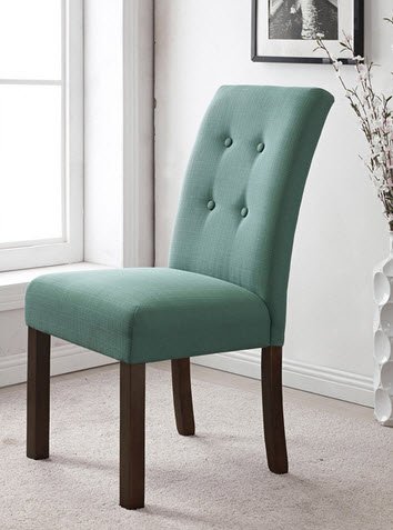 HomePop Modern 4-button Tufted Aqua Smutty Upholstered Parson Dining Room Chairs (Set of 2)