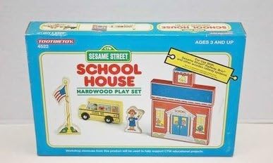 1995 Sesame Street Tootsietoy School House Set Wooden Railway Fits Brio & Thomas Train