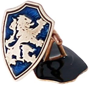 Lion rampant brass cufflinks with blue inlay.