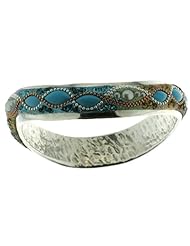 Sterling Silver Orit Schatzman Sky Earth Blue Wave Bangle
