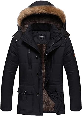 FuHao Mens Winter Thicken Warm Down Jacket Coat with Removable Hoodies Black US Large