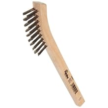 Weiler 0.006" Wire Size, 8-3/4" X 1/2" Block Size, 2 X 9 No. Of Rows, 302 Stainless Steel Bristles, Wood Block, Small Hand Scratch Brush