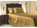 Luxury Twin Size Satin Flat Sheet - Gold