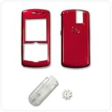 Rim BlackBerry Pearl 8100 PDA Smart Phone Solid Red Snap-On Crystal Case Cover with Removable Ratcheting Belt Clip
