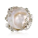 Mabe Pearl Frog Ring With Peridot and Garnets In Sterling Silver