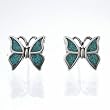 Tiny Butterfly Stud Earrings with Turquoise Chip Inlay, #8958