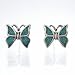 Tiny Sterling Silver Turquoise Chip Inlay Butterfly Earrings, #8958