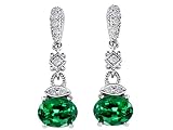 3.04 cttw 925 Sterling Silver Oval Created Emerald Earrings LIFETIME WARRANTY