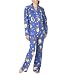 Nick & Nora  Swinging on a Star Jersey Pajama Coat Set- Blue