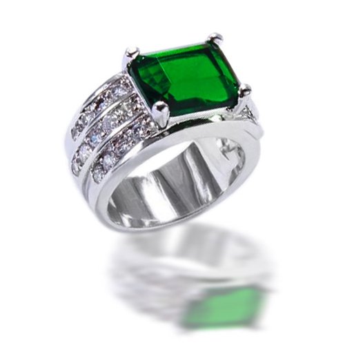 Bling Jewelry 5.0 ct Emerald-Cut Four-Prong Green 