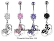 DANGLING PAVE BUTTERFLY INSIDE A SILVER HEART BELLY RING BNABFL163PK- PINK