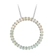 Sterling Silver Created Opal Open Circle Pendant, 18"