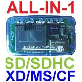 Generic Mini All-In-1 Memory Card Reader Blue Compatible With: Secure Digital: Minisd (With Adapter), Microsd/Transflash (With Adapter), Compact Flash: Cf I, Cf Ii, Cf Ultra Ii, Microdrive, Xd Picture Cards, Memory Stick: Memory Stick, Memory Stick Pro, Memory Stick Duo, Multimedia Card: Mmc I, Mmc Ii, Rs-Mmc, Hs-Mmc - Compatible With Sony, Sandisk, Toshiba, Lexar