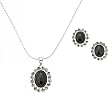 Sterling Silver Marcasite Black Onyx Earring/Pendant Set