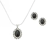 Sterling Silver Marcasite Black Onyx Earring/Pendant Set