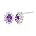 Sterling Silver Oval Amethyst and Created White title=