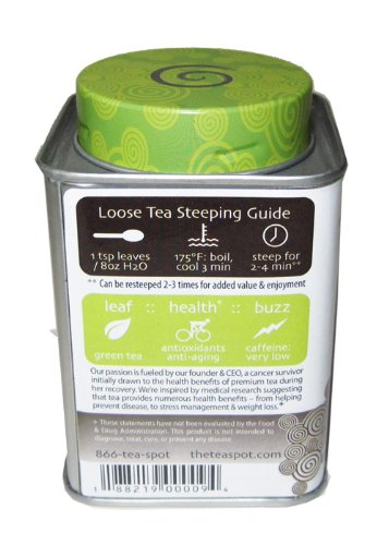The TeaSpot Green Roasted Mint, Green Loose Leaf Tea With Mint, 2.0-Ounce Tins (Pack of 2)