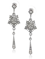 Downton Abbey "Stardust Carded" Silver-Tone Crystal Belle Starburst Tassel Drop Earrings