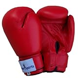Genuine Cowhide Leather Boxing Gloves Professional Martial Arts Sparring Gloves, Red, 12 oz