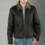 BGSD Men's Classic Zip Front Sheepskin Shearling Bomber Jacket - Dark Brown XX-Large