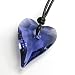 Free S/H Valentines Gift Swarovski Crystal Tanzanite Wild Heart Love Charm Pendant 27mm Black Leather 1mm Choker Necklace 14'' 16'' 18'' 20'' 22'' 24'' Adjustable