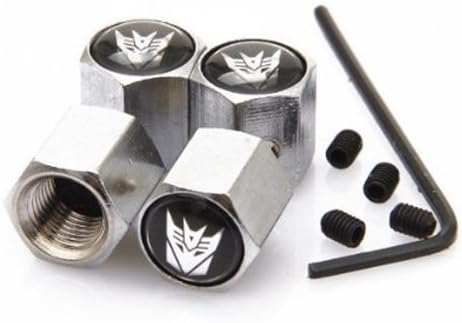 Transformer Decepticon Anti-Theft Tire Valve Caps Chrome Metal