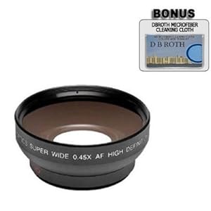 .. 0.5x Digital Wide Angle Macro Professional Series Lens + DB ROTH Micro Fiber Cloth For The Canon VIXIA HF S10 HF S100 Flash Memory Camcorders
