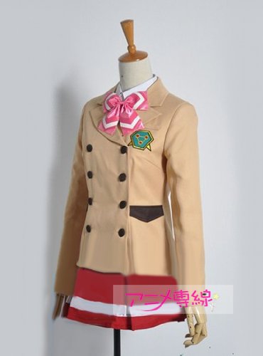 ４月新番コスプレ　アニメ　革命機ヴァルヴレイヴ　指南 ショーコ（さしなみ ショーコ）咲森学園　女子制服　衣装　徽章付き  男性Mサイズ
